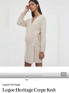Legoe Maternity Beige Tie-Waist Wrap Dress